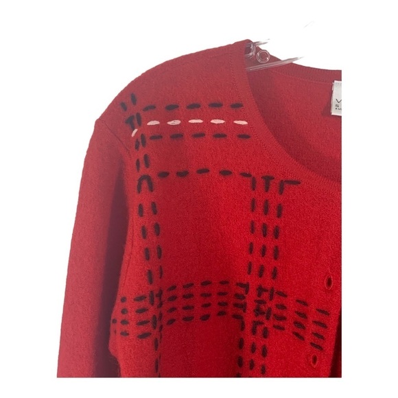Villager Sport Women's Vintage Red Wool Button Down Cardigan Sweater Size L - Picture 4 of 10